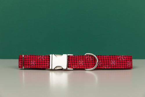 Buffalo Plaid Snowflake Dog Collar