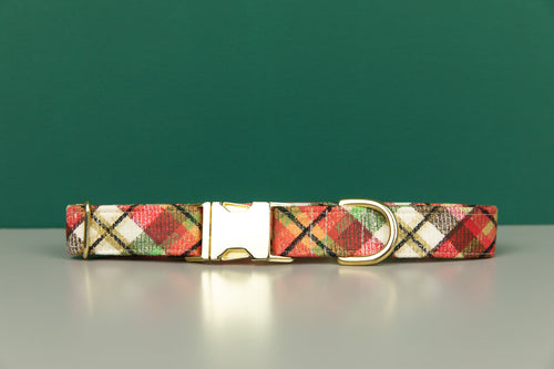 Gold Gilded Plaid Dog Collar