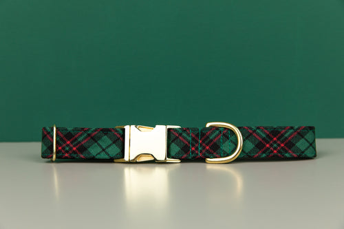 Hunter Green Tartan Dog Collar