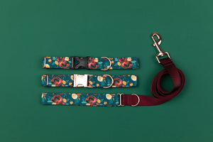 Rich Teal Floral Matching Dog Leash