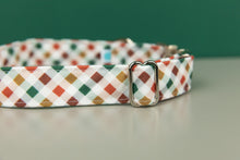 Load image into Gallery viewer, Red, Green and Gold Plaid Water Resistant Dog Collar