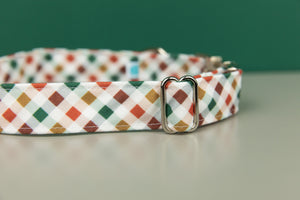 Red, Green and Gold Plaid Water Resistant Dog Collar