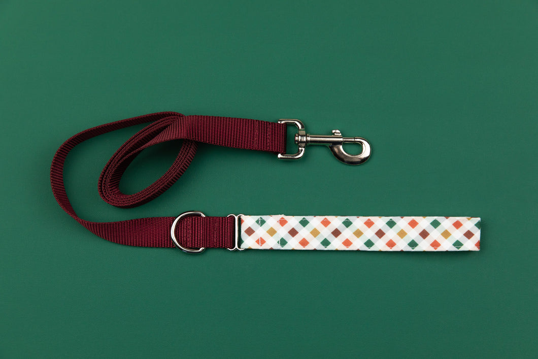 Red, Green and Gold Plaid Matching Dog Leash