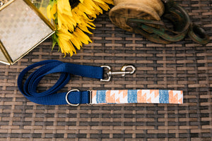 Water Resistant Orange and Blue Aztec Dog Collar