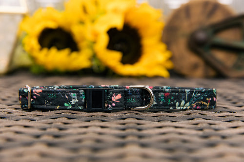 Black Fable Floral Breakaway Cat Collar
