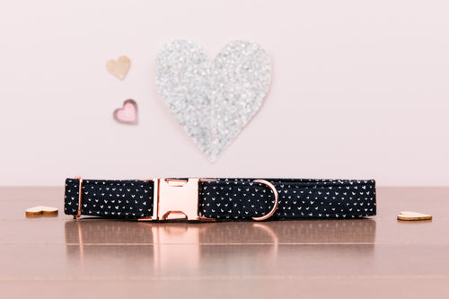 Valentine’s Tiny Hearts Rose Gold Customizable Dog Collar